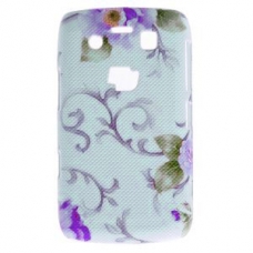 Hard Case Flower Design Wit/Paars voor BlackBerry 9700 Bold