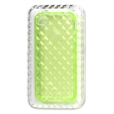 TPU Silicon Case Transparant Ruiten Design Lime voor iPhone 4/ 4S