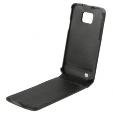 Leder Beschermtasje Flip Elegant Zwart voor Samsung i9100 Galaxy S II