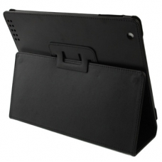 Lederen Beschermtas Flip met Wake-Up Functie Zwart voor Apple iPad3/ iPad4