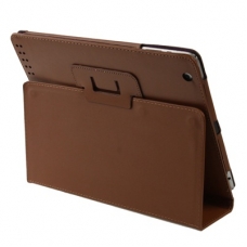 Lederen Beschermtas Flip met Wake-Up Functie Bruin voor Apple iPad3/ iPad4