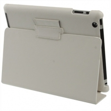 Lederen Beschermtas Flip Style met Houder Wit voor Apple iPad2/ iPad3/ iPad4