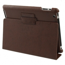 Lederen Beschermtas Flip Style met Houder Bruin voor Apple iPad2/ iPad3/ iPad4