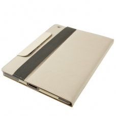 Lederen Beschermtas Frosted met Houder Soft Wit voor Apple iPad 2/ 3/ 4