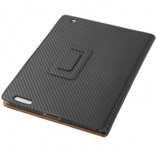 Lederen Beschermtas Carbon Design met Houder Zwart voor Apple iPad2/ iPad3