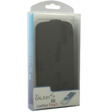 Leder Beschermtasje Italiaanse Stijl Flip Zwart voor Samsung i9300 Galaxy S III