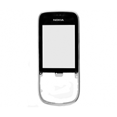 Nokia Asha 202/ 203 Frontcover en Touch Unit Silber Chroom