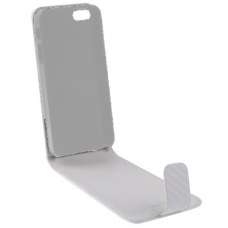 Leder Beschermtasje Flip Carbon Wit voor Apple iPhone 5