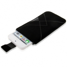 Soft Leder Beschermtasje Pouch Lines Zwart voor Apple iPhone 5